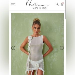 Corinna Mesh Mini Dress In White